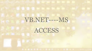MS ACCESS DATABASE AND VISUAL STUDIO