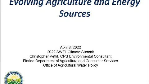 Floridas Evolving Agriculture and Energy Sources  ...