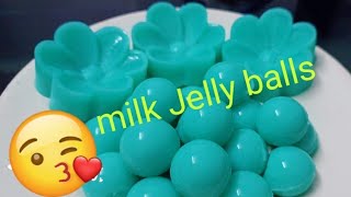 Agar Agar Milk Jelly Balls Recipe / Quick & Super Tasty Recipe/😍😍♥️♥️😋😋