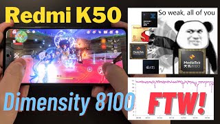 Dimensity 8100 Dominance! Redmi K50 Genshin Impact Gaming FPS Test | The true flagship killer