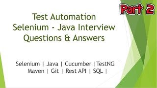 Automation Testing Interview Questions | Selenium - Java| My Interview Experience | Part 2