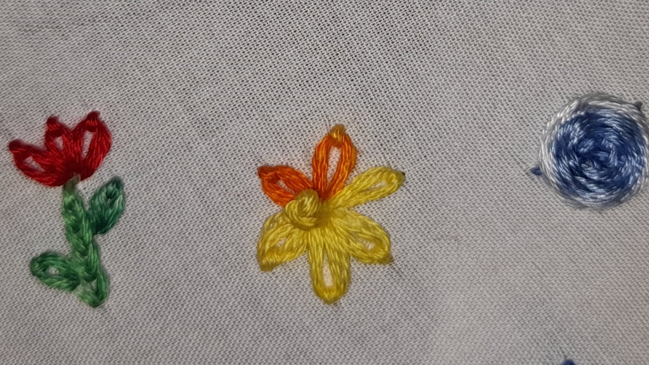 Basic Hand Embroidery tutorial design flowers 💐 YouTube