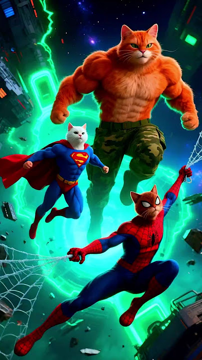 القط مياو ينضم إلى فريق القطط الأبطال مع سوبر مياو وسبايدر كات للقضاء على الأشرار وإنقاذ العوالم ⚡🔥