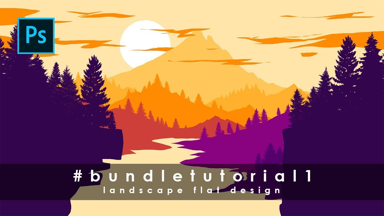 Cara Desain Landscape Flat Design 1 BundleTutorial1 