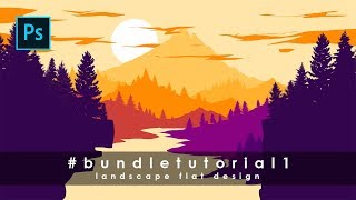 Cara Desain Landscape Flat Design 1 #BundleTutorial1 - Photoshop Tutorial Indonesia