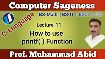 Lecture-11|| C-Language || How to use printf( ) Function || Urdu || Hindi
