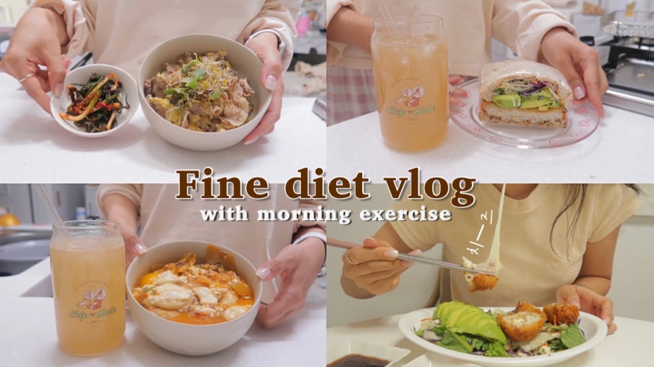 SUB)🥘공복 운동하고 먹으면 더 맛있는 꿀맛 다이어트 식단 요리브이로그(돈까스 샌드위치,김치컵누들순두부찌개,돈까스 샐러드,목살대패덮밥)mukbang|food vlog|간헐적단식