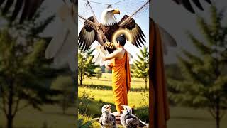"The Buddha saved the eagle from being trapped🙏#Buddha #Eagle #Compassion#AIArt #MoralStory#Shorts
