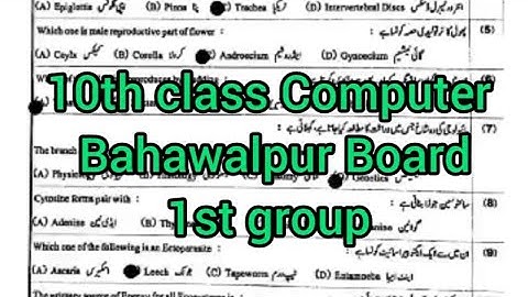 10th class bahawalpur 🔥 computer question paper 2024 || 10th class computer group 1 mcqs paper