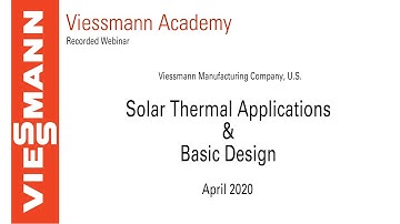 Solar Thermal Applications & Basic Design Webinar - April 2020