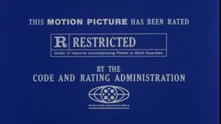 R - RESTRICTED film rating (blue screen)