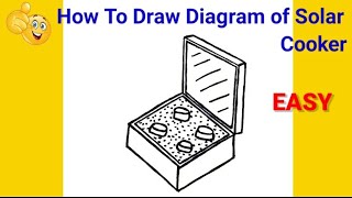 how to draw diagram of solar cooker step by step for beginners | how to draw solar cooker diagram