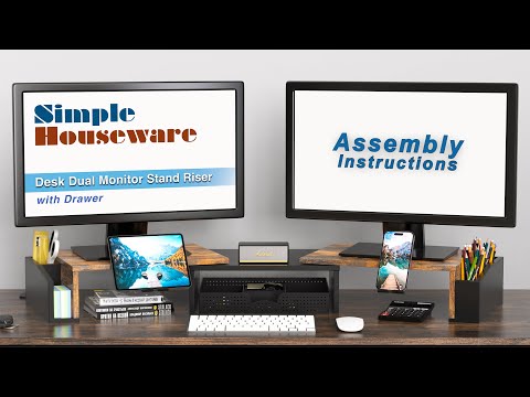 Simple Houseware Desk Dual Monitor Stand Riser with Drawer Assembly
