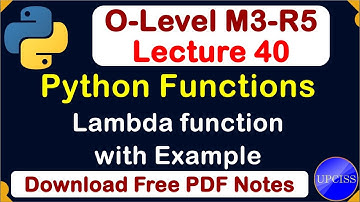 O-Level M3 R5 | Python Lambda Functions with Example | Lecture 40
