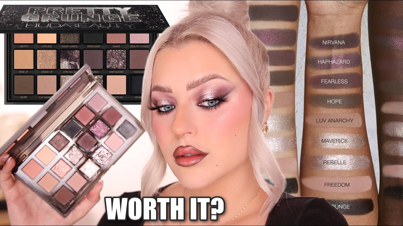 NEW HUDA BEAUTY PRETTY GRUNGE EYESHADOW PALETTE REVIEW & SWATCHES