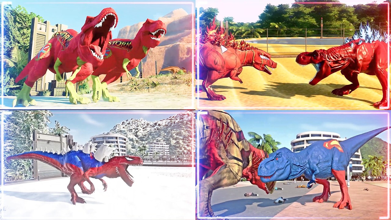 Superhero Dinosaurs Dominate | T-Rex vs Spinosaurus vs Spider-Man 🦖🔥