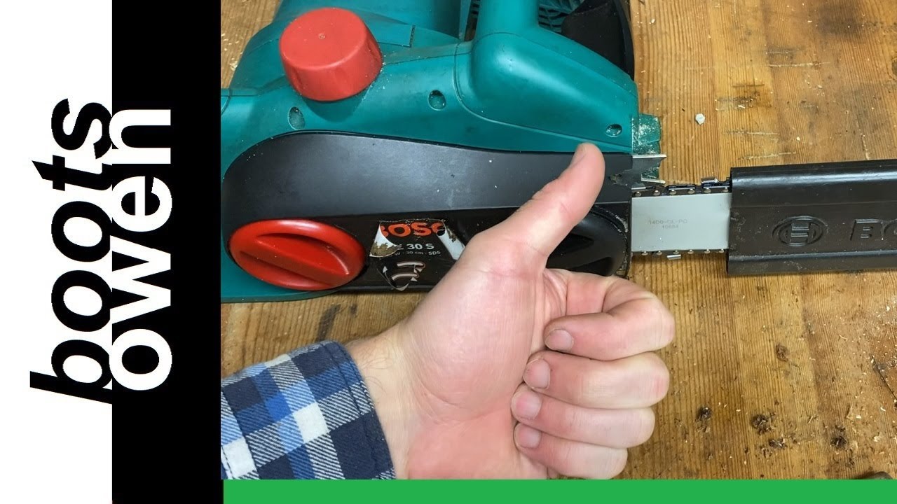 Bosch electric chainsaw: fitting a new chain and cleaning the tensioner 