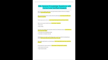 CDL General Knowledge Questions with Correct and Verified Answers