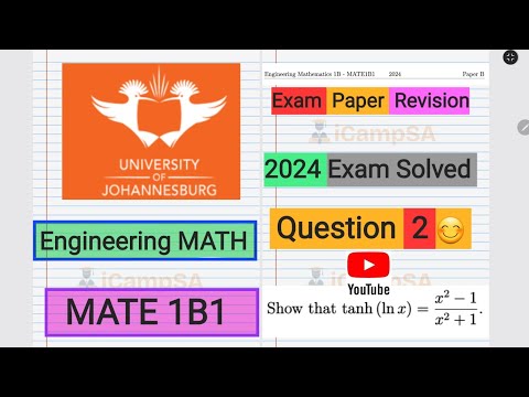 UJ MATE1B1 2024 Paper B Exam Memo | Question 2: Hyperbolic Identity | Engineering Math 1B