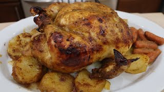 Como preparar un delicioso y super facil  pollo asado