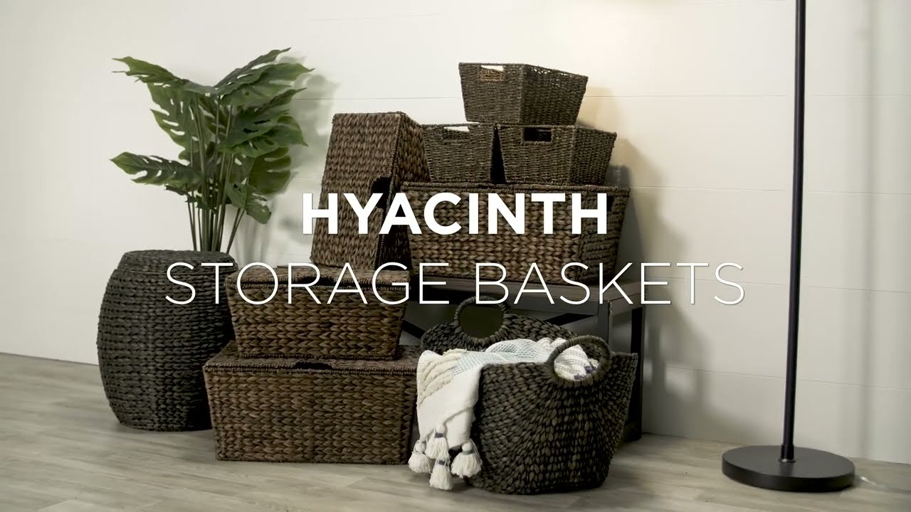 Set of 3 X-Large, Large, & Medium Woven Storage Baskets W/Lids