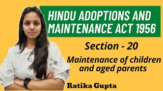 Section-20 | Maintenance of children and aged parents | Hindu Adoptions and Maintenance Act 1956