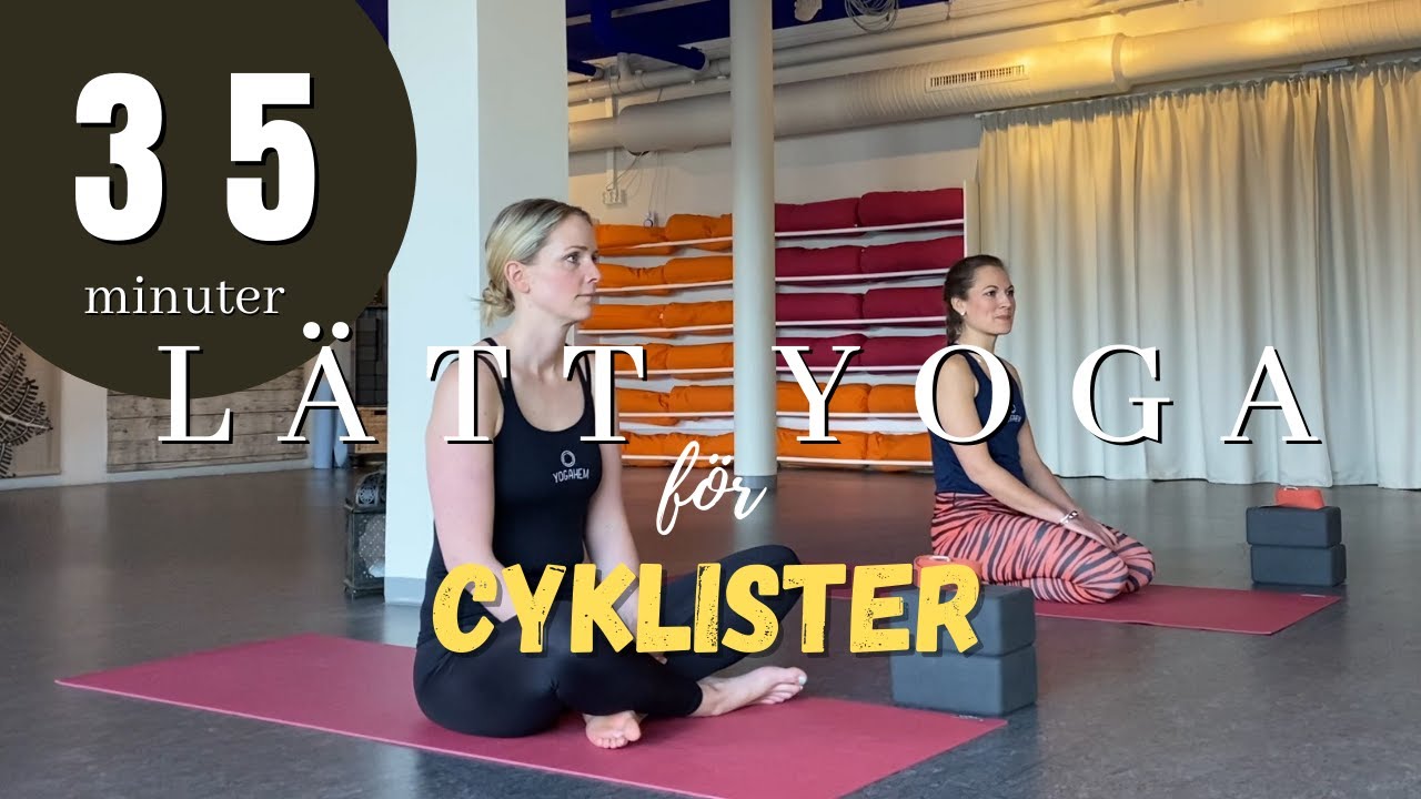 Häng på när två cyklister yogar.