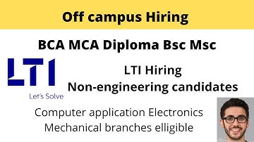 LTI hiring non-engineering candidates | Bsc BCA Msc MCA Diploma elligible | Apply now | Off campus