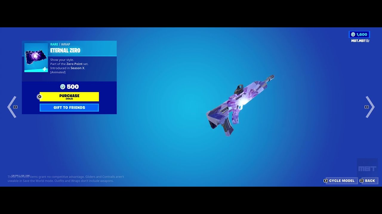 [SHOWCASE] FORTNITE SHOP ITEMS: RARE WRAP ETERNAL ZERO