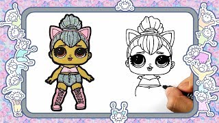 Как нарисовать куклу kitty queen. Веселые раскраски. видео для детей. lol dolls