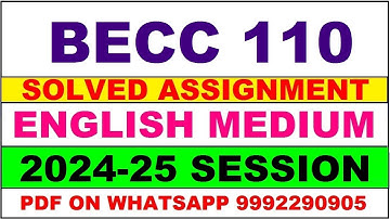 becc 110 solved assignment 2024-25 | becc 110 solved assignment in english 2025 | becc 110 2024-25