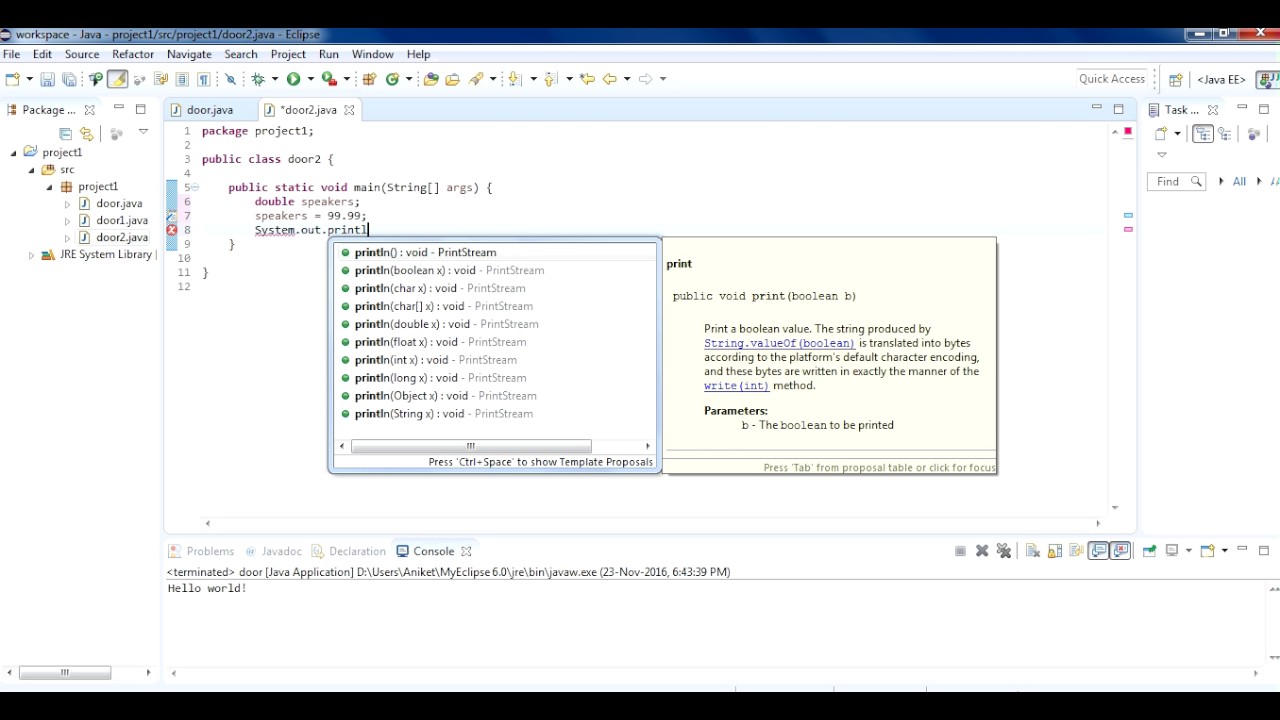 variables in assignment java