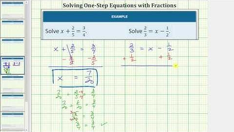 Solving One Step Equations Using Addition and Subtraction (Fractions)