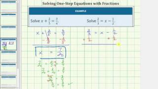 Solving One Step Equations Using Addition and Subtraction (Fractions)