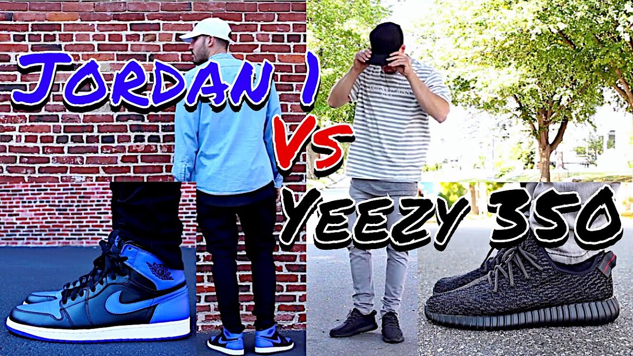 tocino busto Premio NIKE AIR JORDAN 1 "ROYAL" VS ADIDAS YEEZY BOOST 350 "PIRATE BLACK" MENS  FASHION LOOKBOOK - YouTube