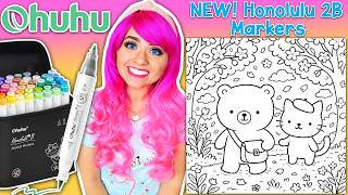 Coloring My Cozy Critters Coloring Book Cherry Blossom Stroll NEW Ohuhu Honolulu 2 B Markers