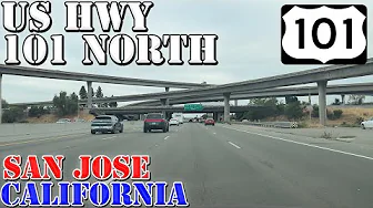 US 101 North - Bayshore Freeway - San Jose - California - 4K Highway Drive