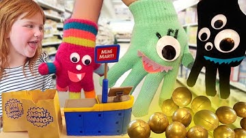 MONSTER HANDS FAMiLY!!  Adley’s surprise Birthday Party! Tiny Town Neighborhood & new Shopping Store
