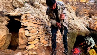 Building a Stone Shelter in the Caves of Zagros in 3 Days | Winter Camping Adventure, Diy Project