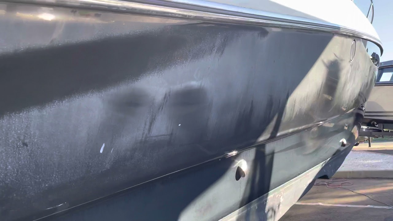 Oxidized gel coat on Sunseeker Superhawk 43 before and after polishing YouTube