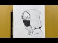 Easy to draw  how to draw a boy in winter  wearing face mask