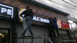 wooden background= build-up acrylic letters with wooden box background signage- how to fabricate..