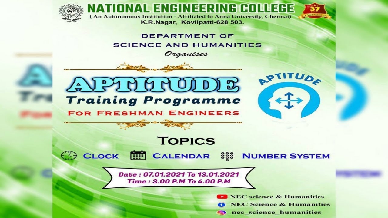 aptitude-training-programme-for-freshman-engineers-on-21-01-2021-youtube