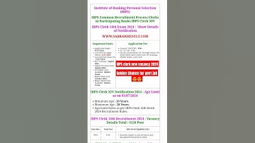 IBPS clerk Notification Out 2024 | 6128+ Post| Gramin Bank Vacancy 2024 #bank #ibps#rrb#shorts#short