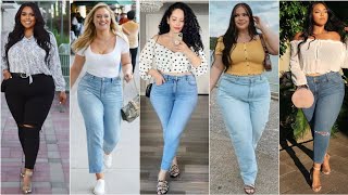 OUTFITS JUVENILES con JEANS para GORDITAS !!COMO VESTIR con JEANS si ERES  GORDITA MODA 2022 - YouTube