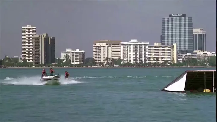 Police Academy 5 (1988): Waterskiing scene with La...