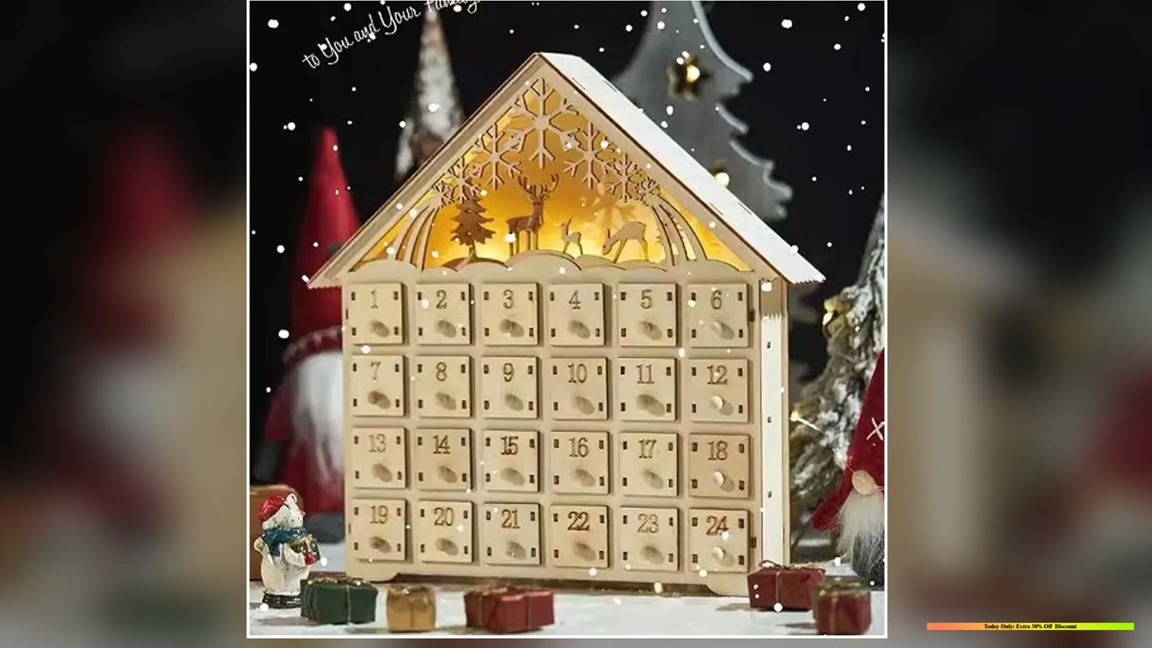 Creative Wooden Christmas Decoration Surprise Gifts LED Lights Emit Light 24 Day Countdown