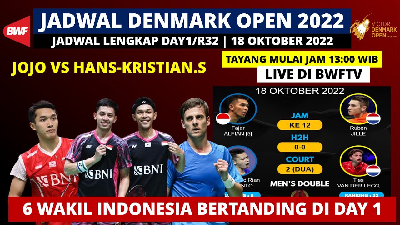 Jadwal Denmark Open 2022 Hari ini Day 1/R32 6 Wakil INA Bertanding