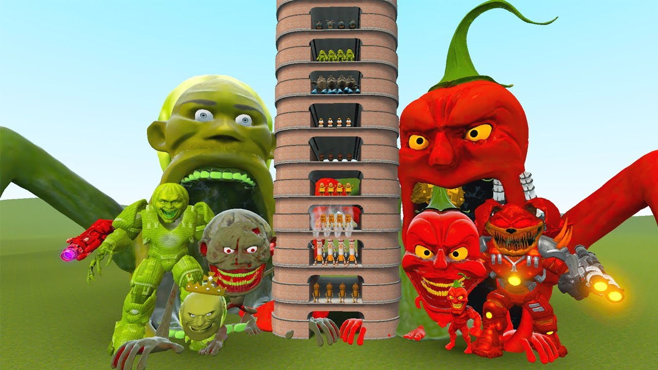 TALLGRASS LITTLE TO BIG ALL LIN GANG MELON VS ALL PEPPER DINDINDUN PHASE 1 - 10 in Gmod !!