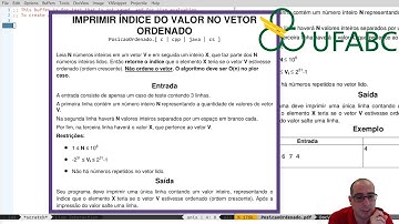 Vídeo 06.2 - UFABC - PI (20.Q1) - Exercícios com Arrays(Vetores) - "Posição no vetor ordenado"